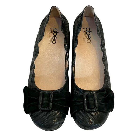 Abeo BIO System Black Tabitha Slip On LEATHER Ballet FLATS w/ ARCH SUPPORT-Sz 9N - Picture 2 of 16